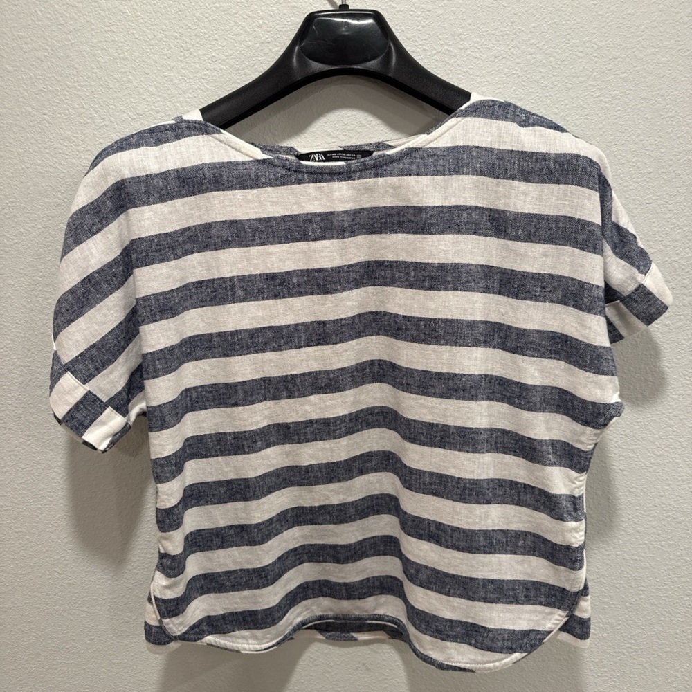 ZARA Linen Blend Oversized Top Size XS